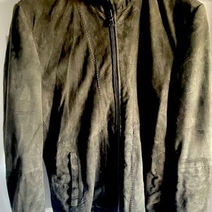 John Varvatos USA military green suede bomber